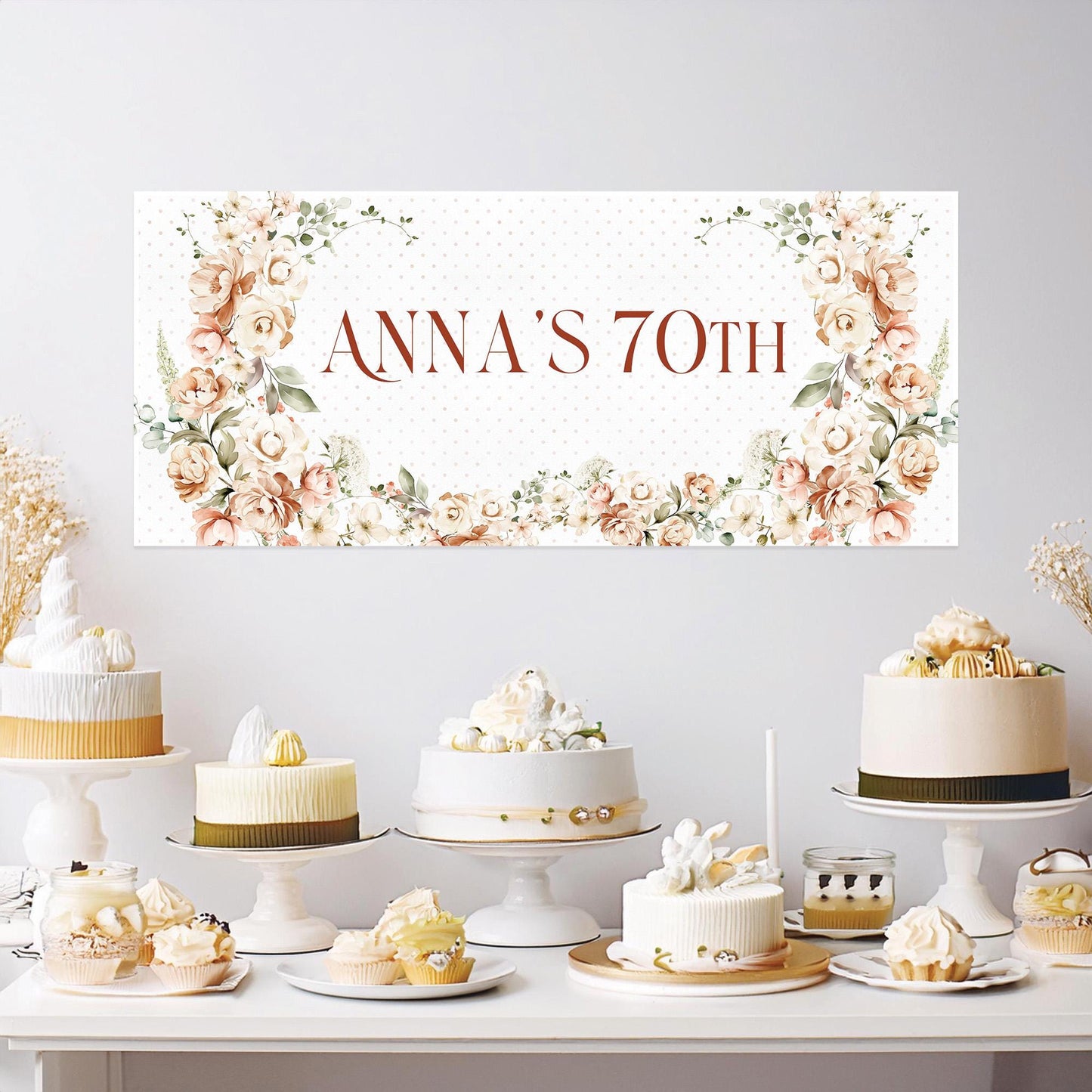 Elegant Milestone Floral Birthday Banner