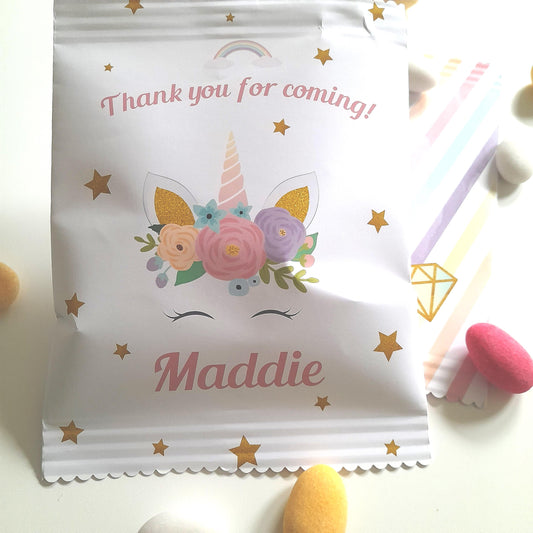 Unicorn Birthday Treat Bags – Personalised Party Favours (Set of 10)