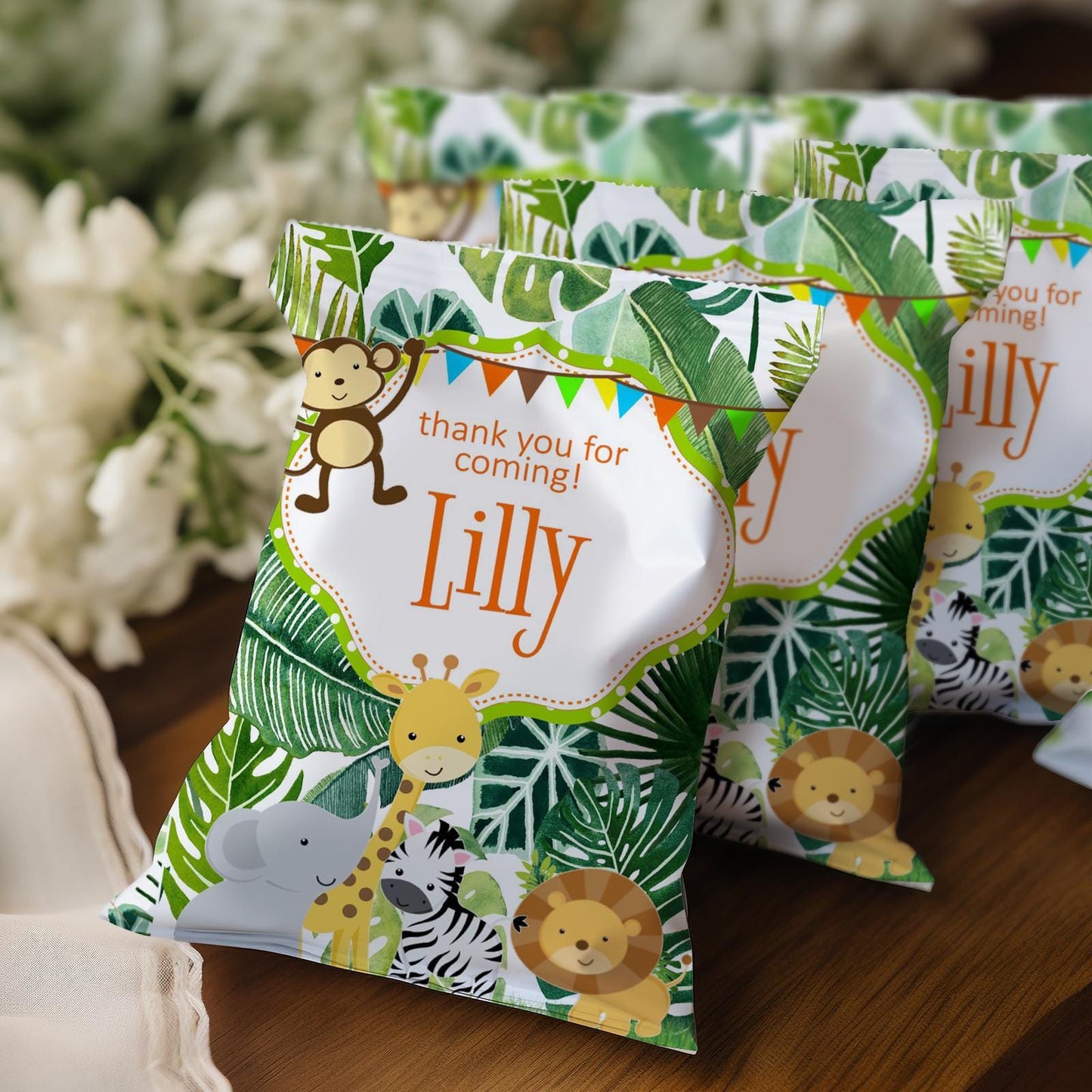 Jungle Safari Birthday Treat Bags – Personalised Party Favours (Set of 10)