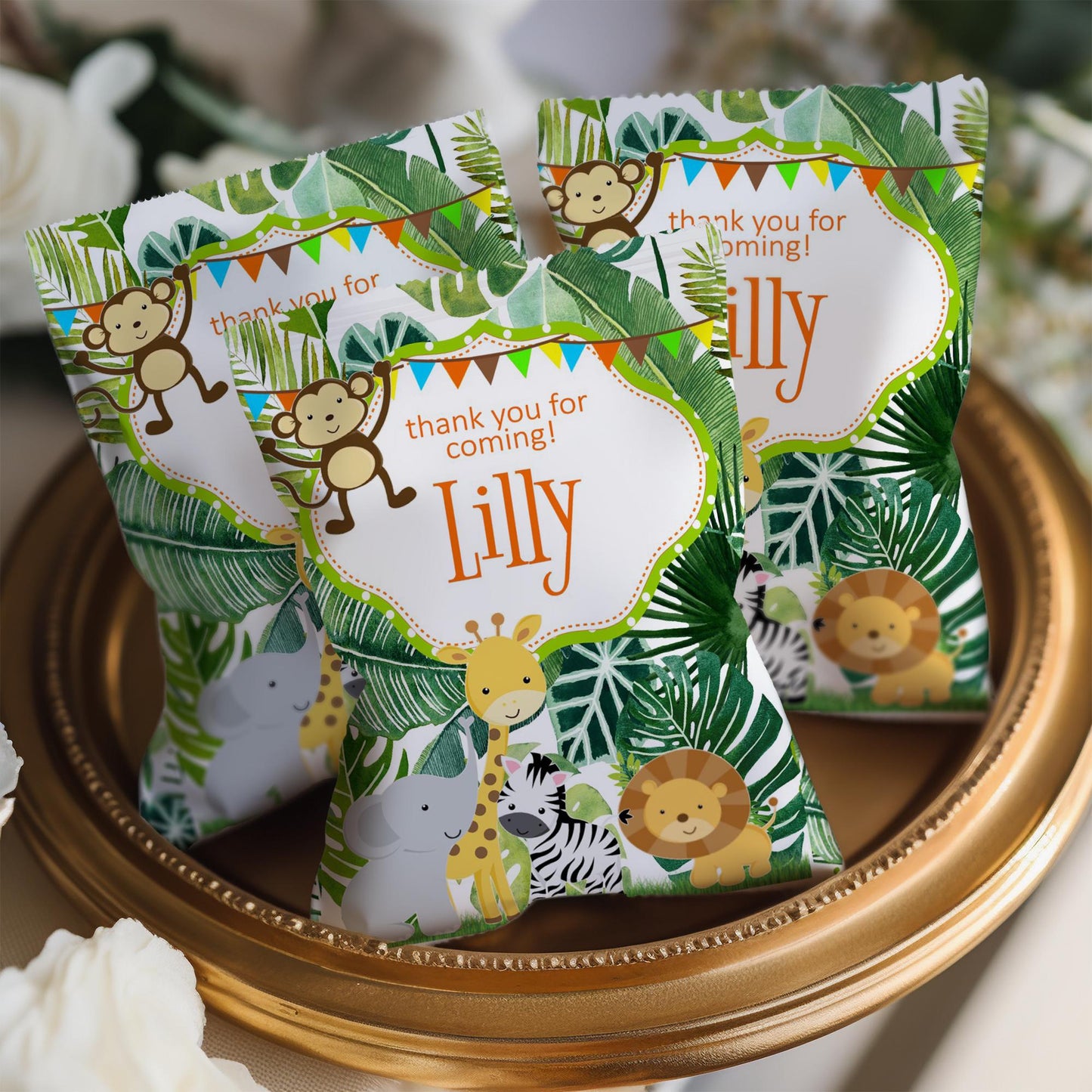 Jungle Safari Birthday Treat Bags – Personalised Party Favours (Set of 10)