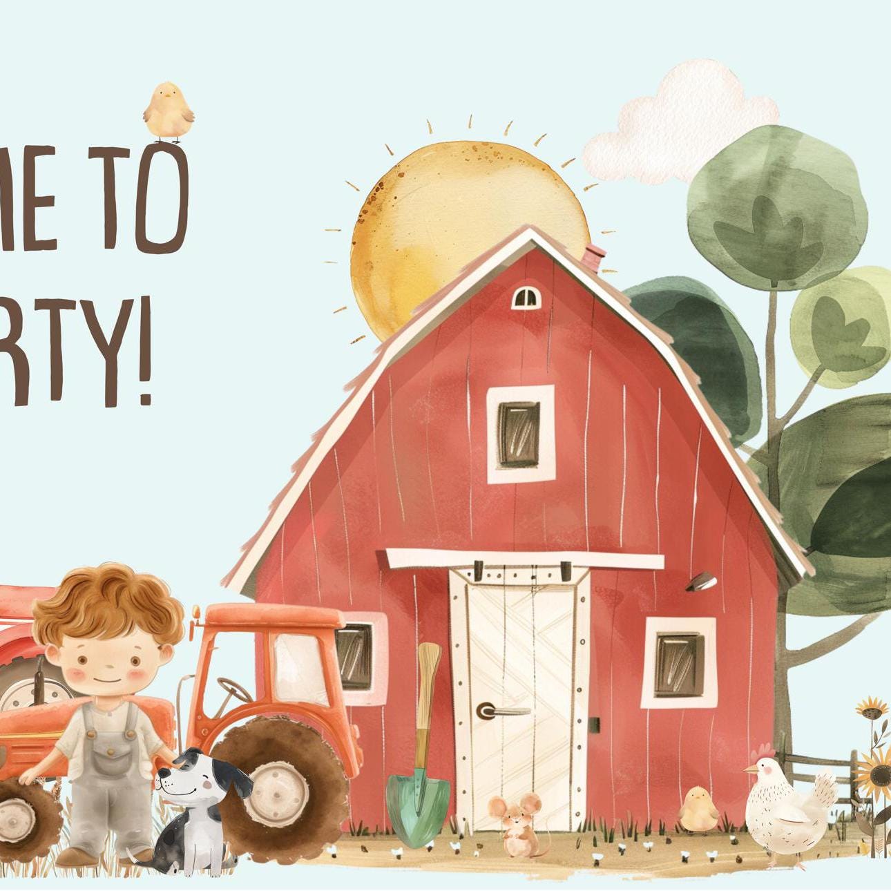 Farmyard Personalised Party Banner – Luxury Satin Paper Decoration
