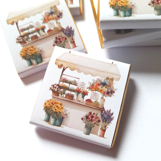 Flower market stand personalised chocolate favours