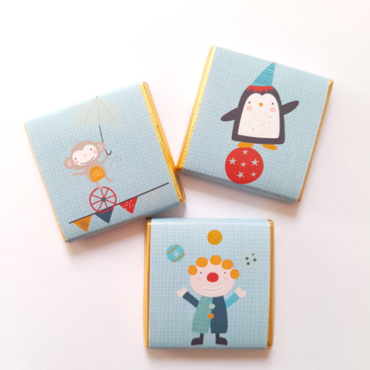 Circus Party Chocolate Favours – Personalised Treats (25 Pack)