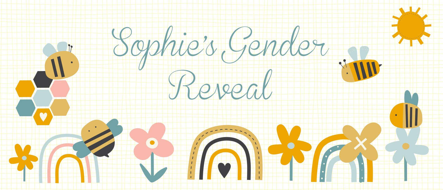 Personalised What Will It Bee? Gender Reveal Banner – Baby Shower Décor