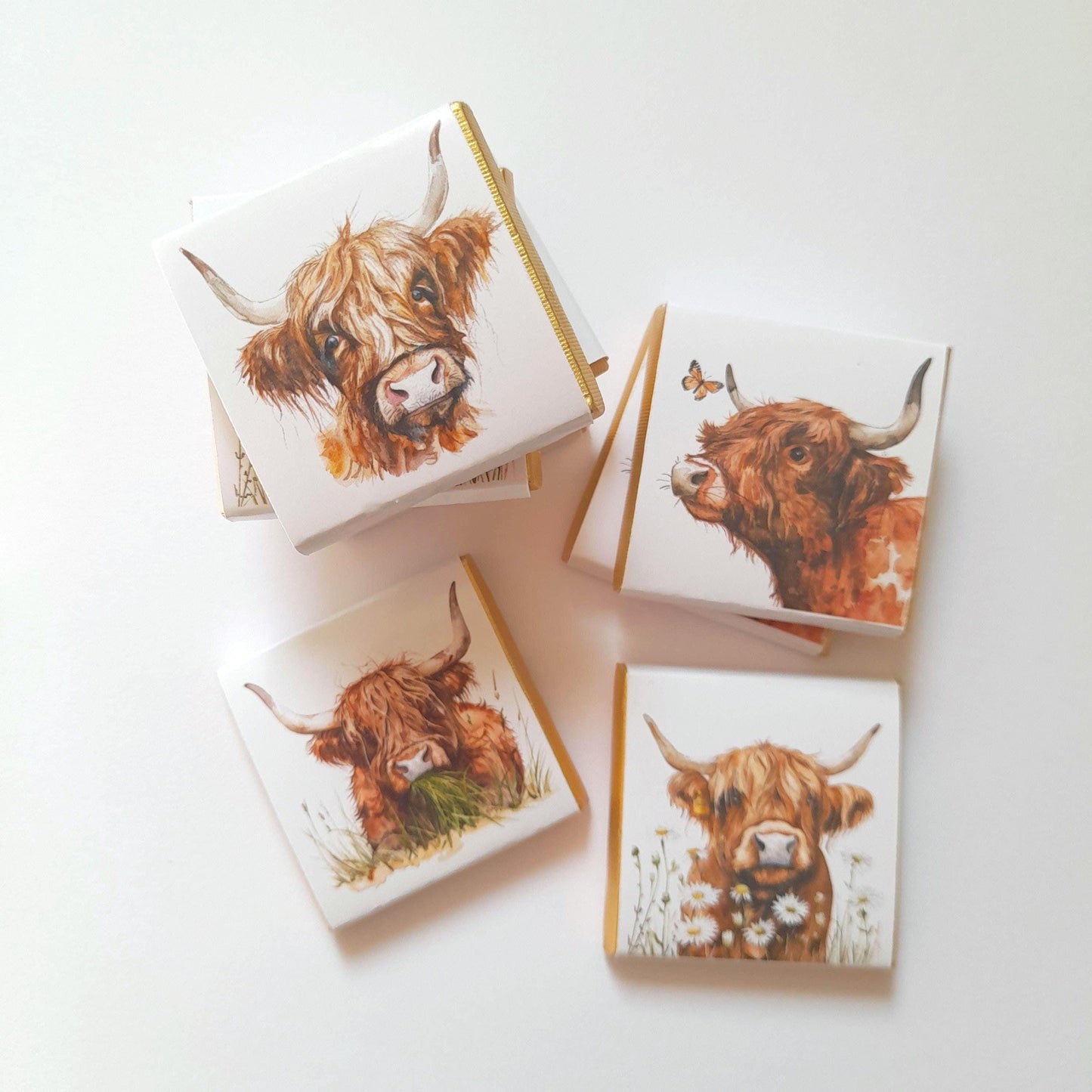 Personalised Highland Cow Chocolate Favours – Rustic Party Treats