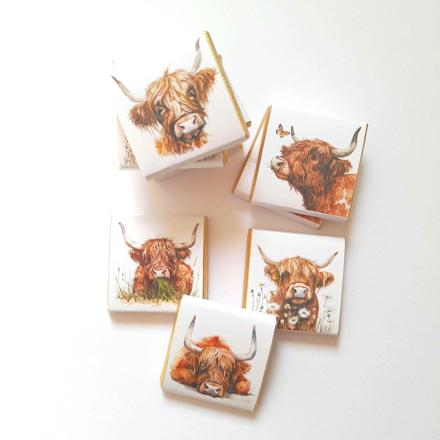 Personalised Highland Cow Chocolate Favours – Rustic Party Treats