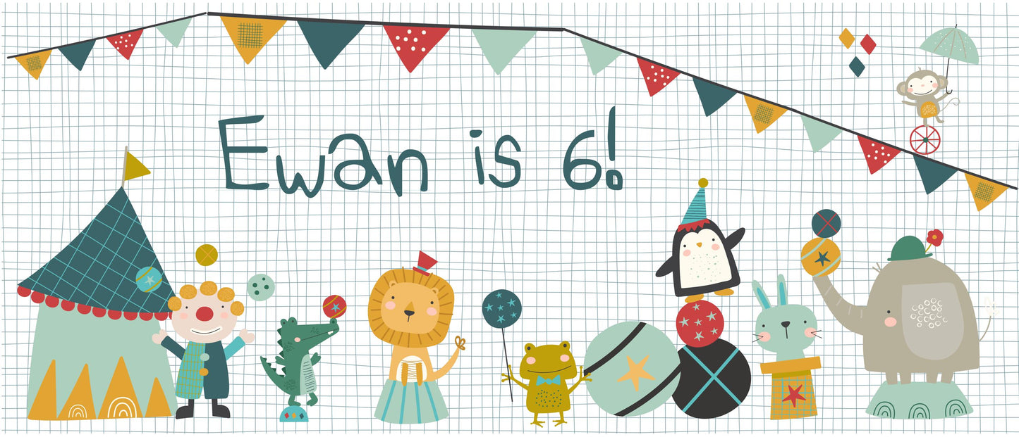Personalised Circus Birthday Banner – Party Wall Décor