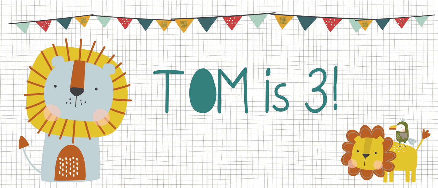 Little Lion Personalised Birthday Banner – Safari Party Décor