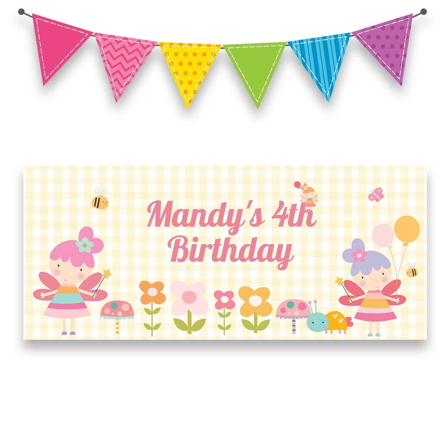 Flower Fairy Birthday Banner – Personalised Party Décor