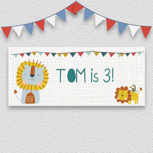Little Lion Personalised Birthday Banner – Safari Party Décor