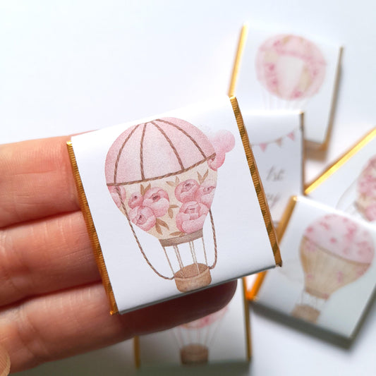 Blush Hot Air Balloon Baby Shower Chocolate Favours (25 Pack
