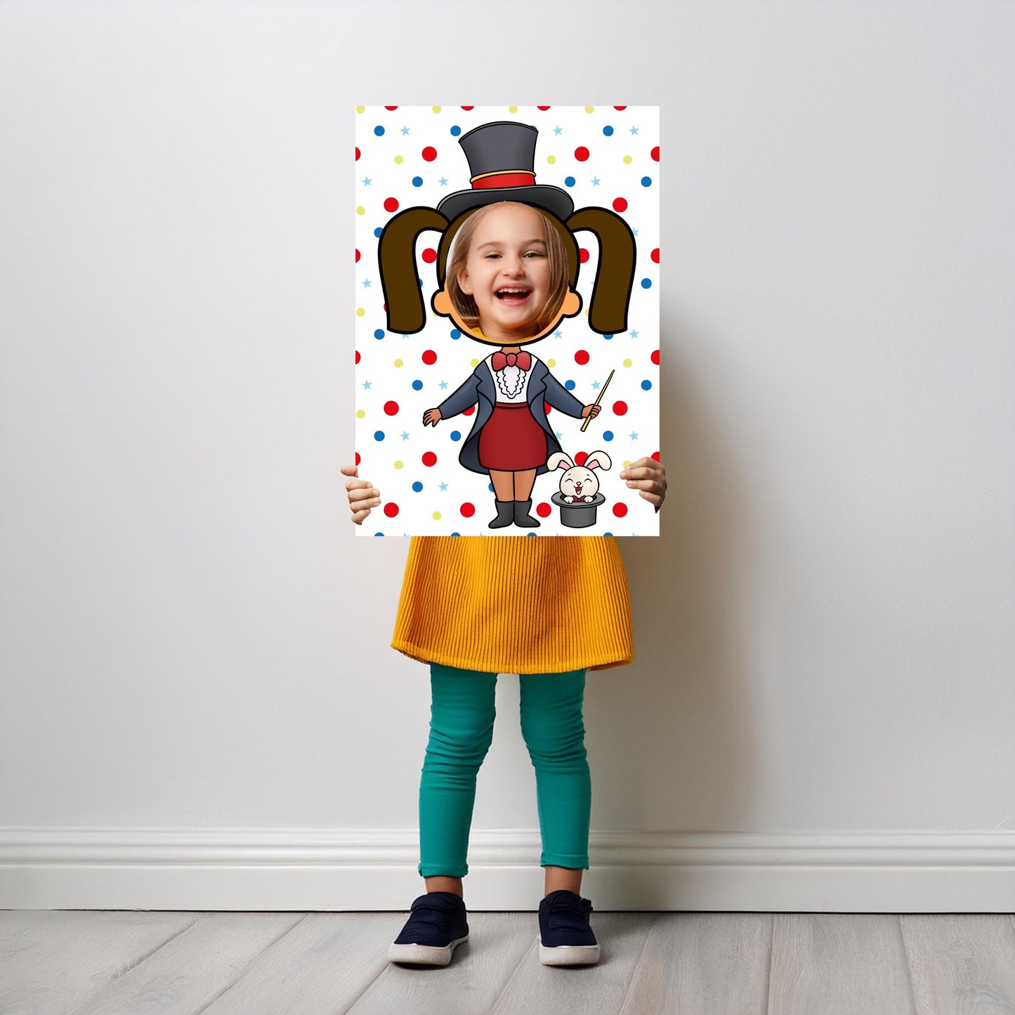 Magician Girl Photo Booth Prop – Circus Magic Face Cut-Out
