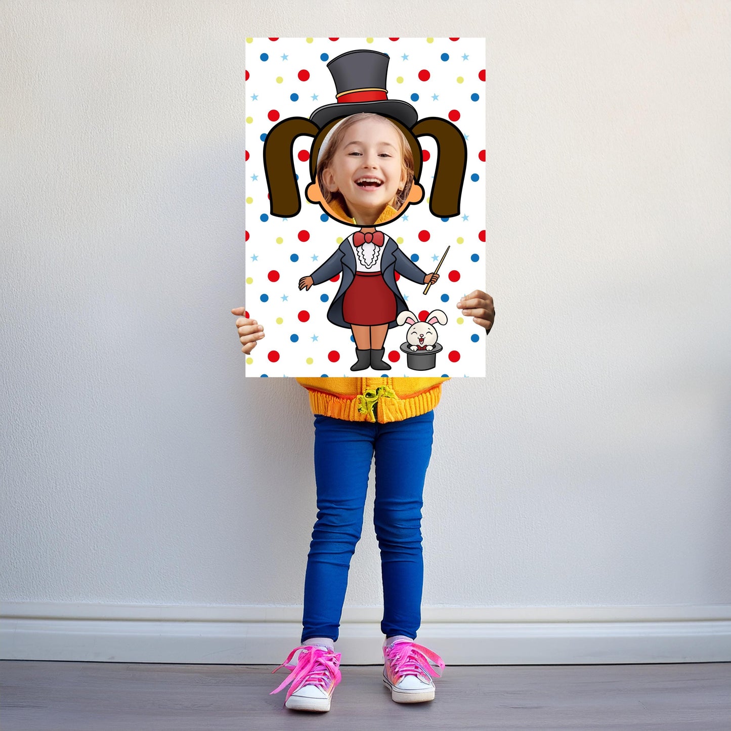 Magician Girl Photo Booth Prop – Circus Magic Face Cut-Out