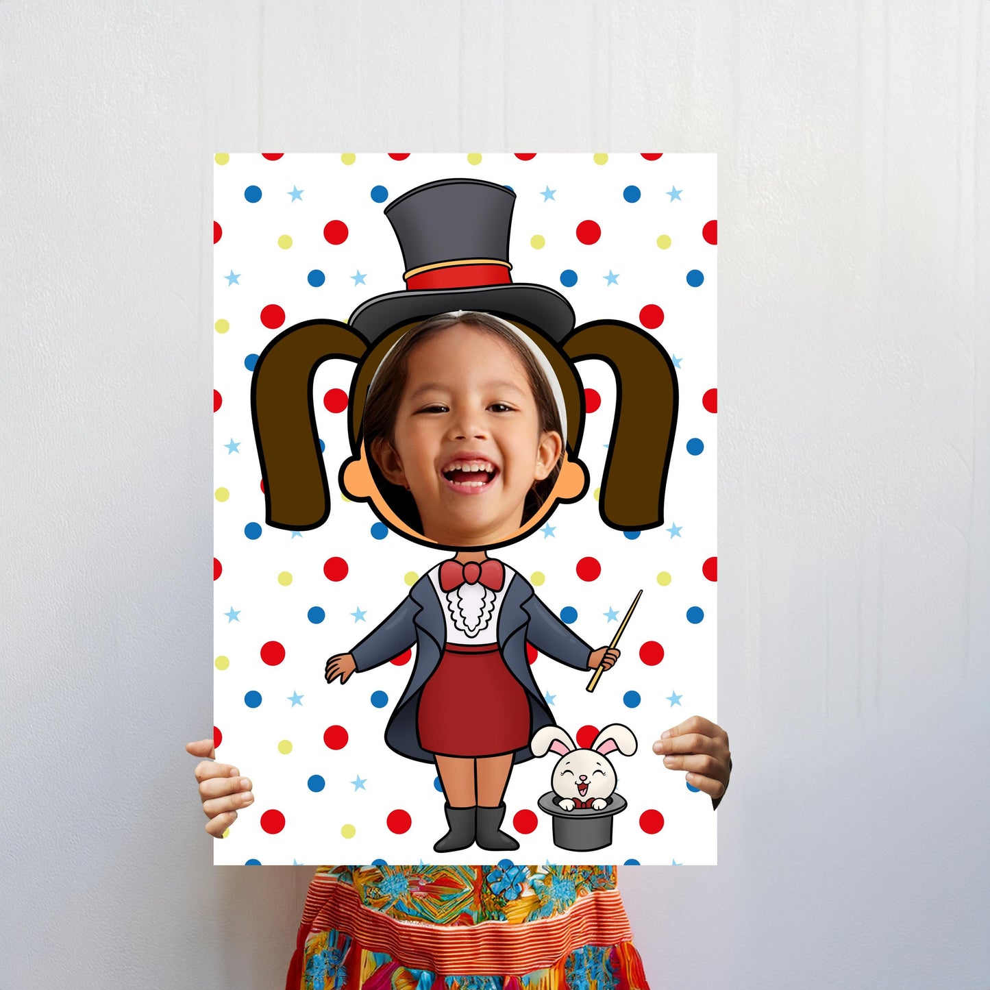 Magician Girl Photo Booth Prop – Circus Magic Face Cut-Out