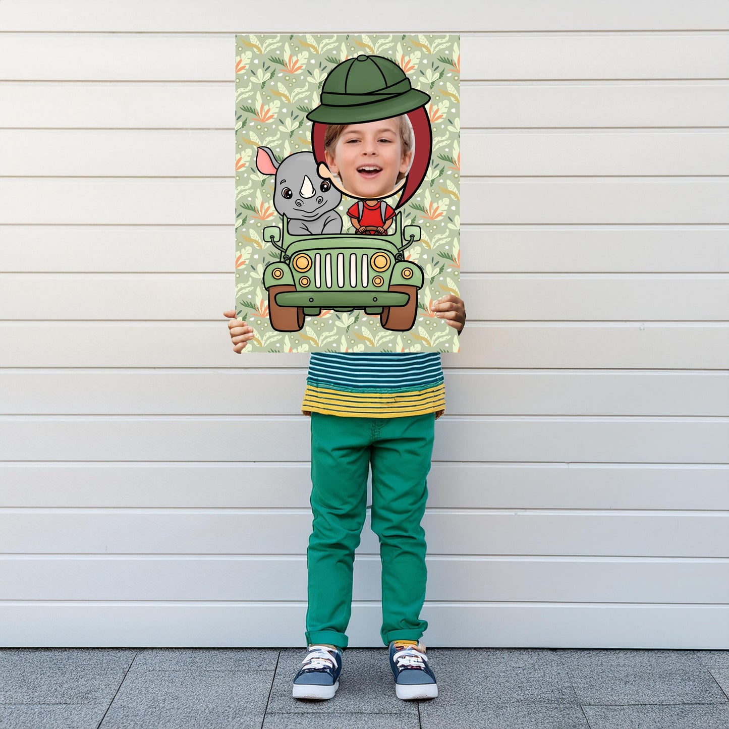 Rhino Safari Photo Booth Prop – Jungle Party Face Cut-Out (5 mm Foam)