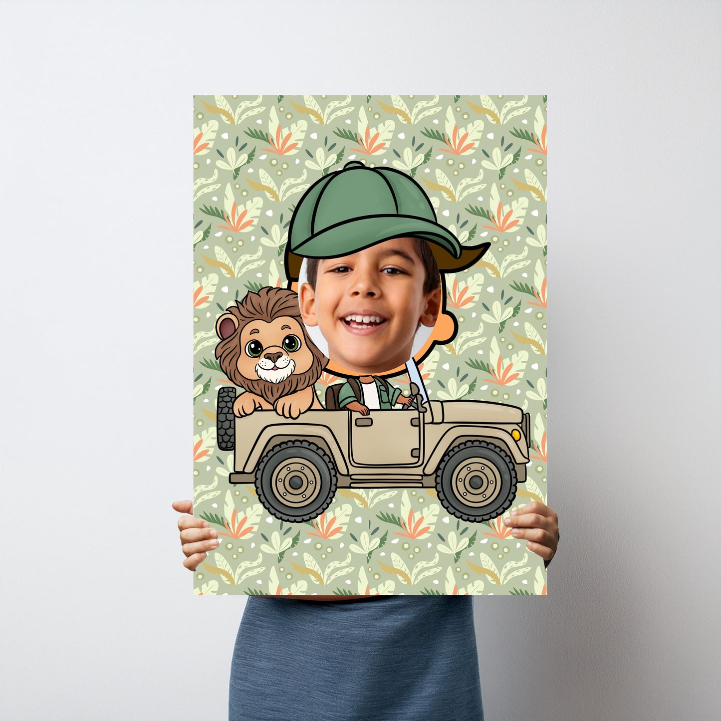 Lion Safari Driver Photo Booth Prop – Jungle Party Face Cut-Out (5 mm Foam)