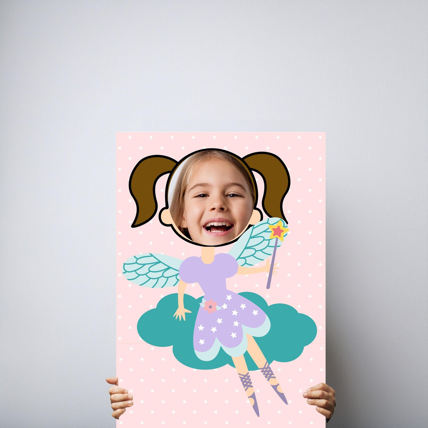 Fairy Girl Photo Booth Prop – Magical Birthday Face Cut-Out (5 mm Foam)
