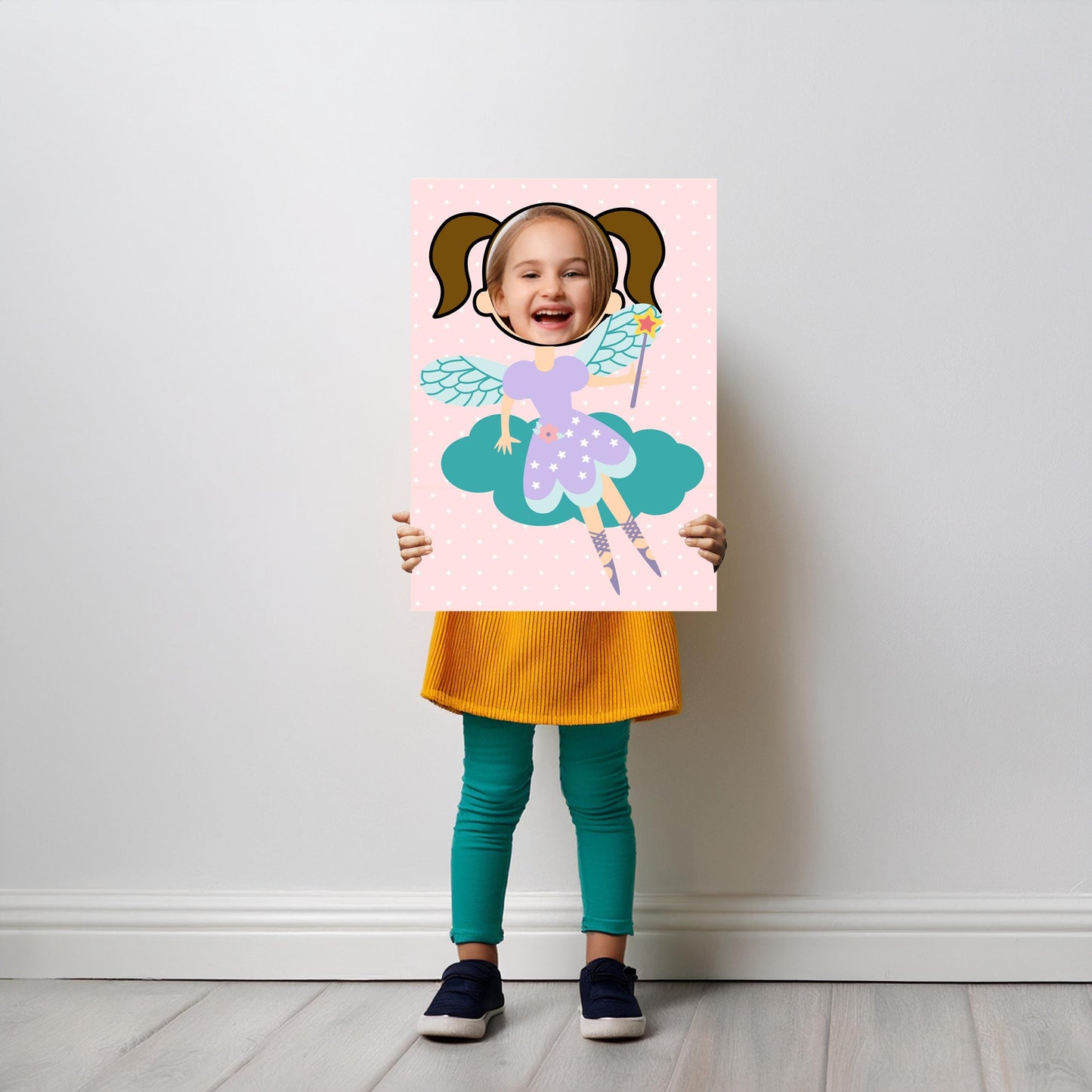 Fairy Girl Photo Booth Prop – Magical Birthday Face Cut-Out (5 mm Foam)