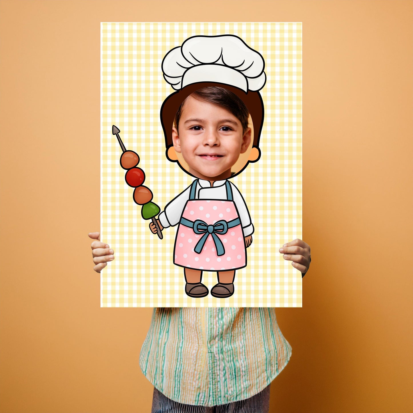 Chef Boy Photo Booth Prop – Kids’ Cooking Party Face Cut-Out (5 mm Foam)