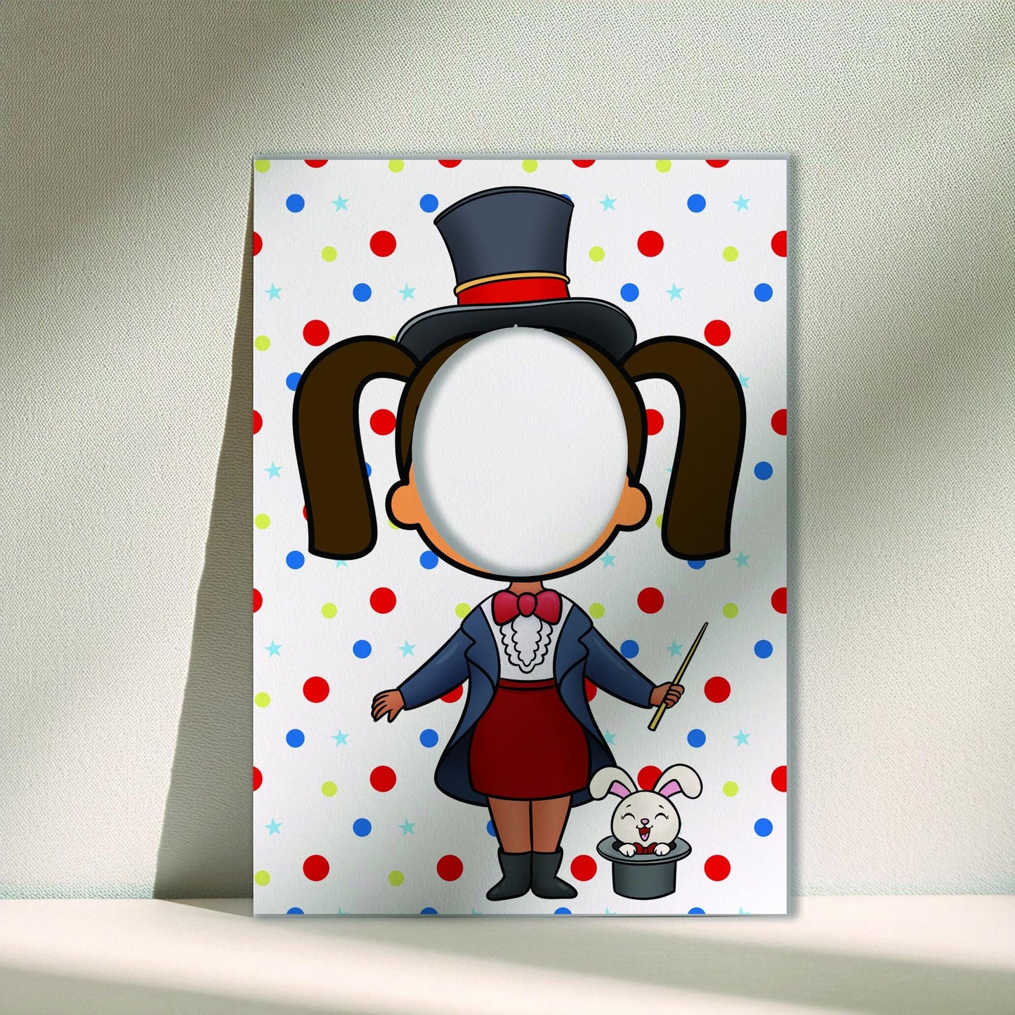 Magician Girl Photo Booth Prop – Circus Magic Face Cut-Out