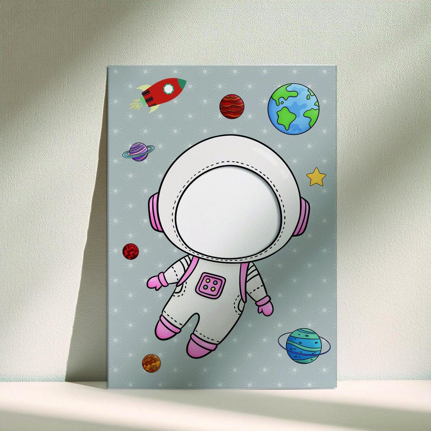 Astronaut Photo Booth Prop – Space Explorer Face Cut-Out (5 mm Foam)