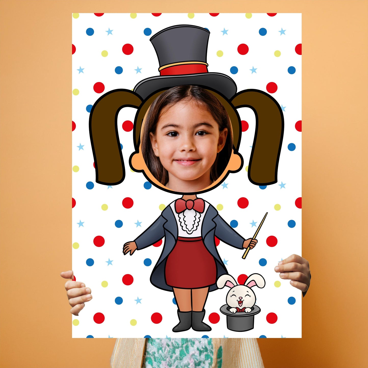 Magician Girl Photo Booth Prop – Circus Magic Face Cut-Out