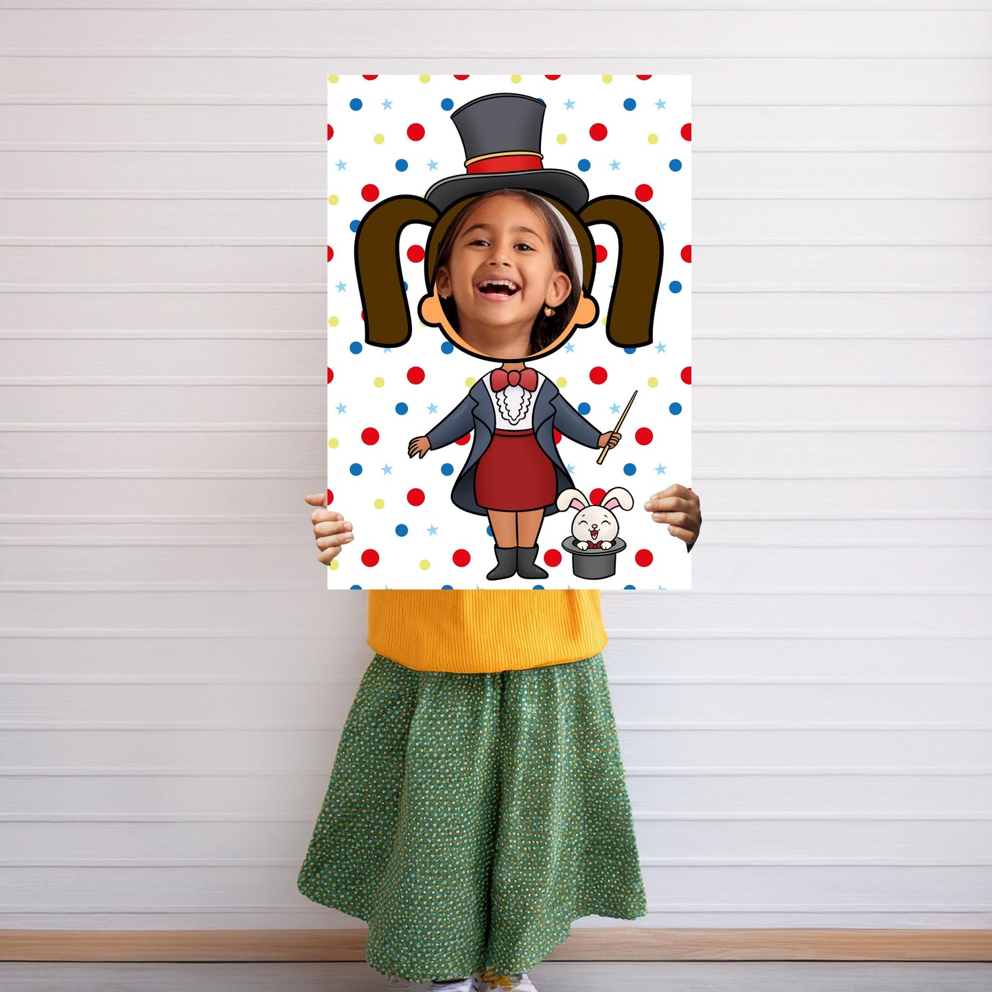Magician Girl Photo Booth Prop – Circus Magic Face Cut-Out