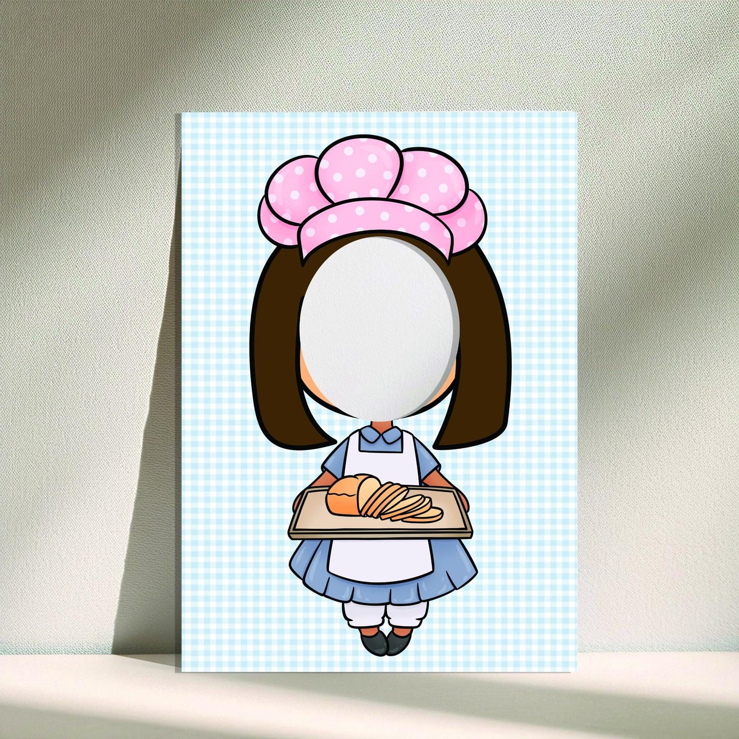 Baker Girl Photo Booth Prop – Kids’ Baking Party Face Cut‑Out (5 mm Foam)