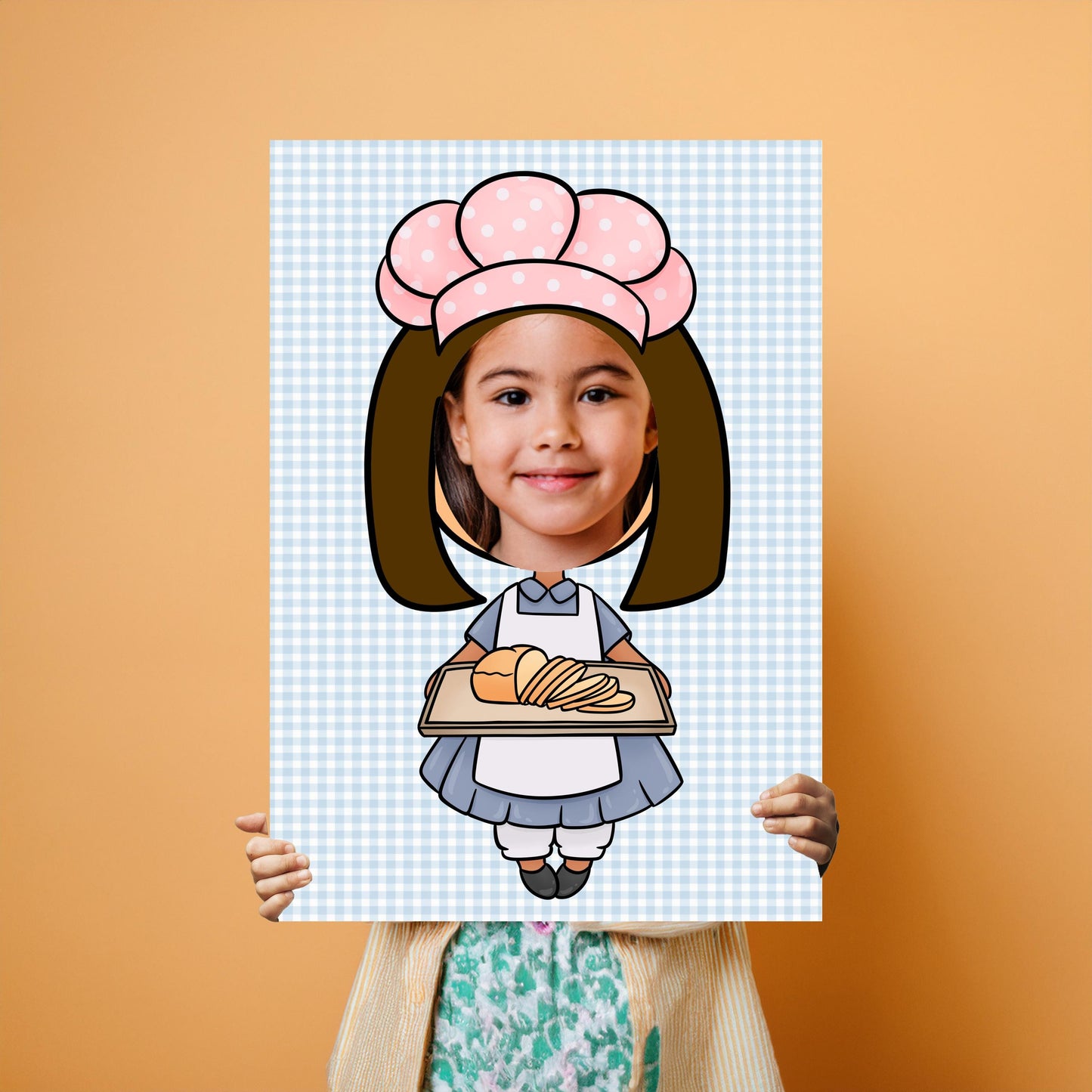 Baker Girl Photo Booth Prop – Kids’ Baking Party Face Cut‑Out (5 mm Foam)
