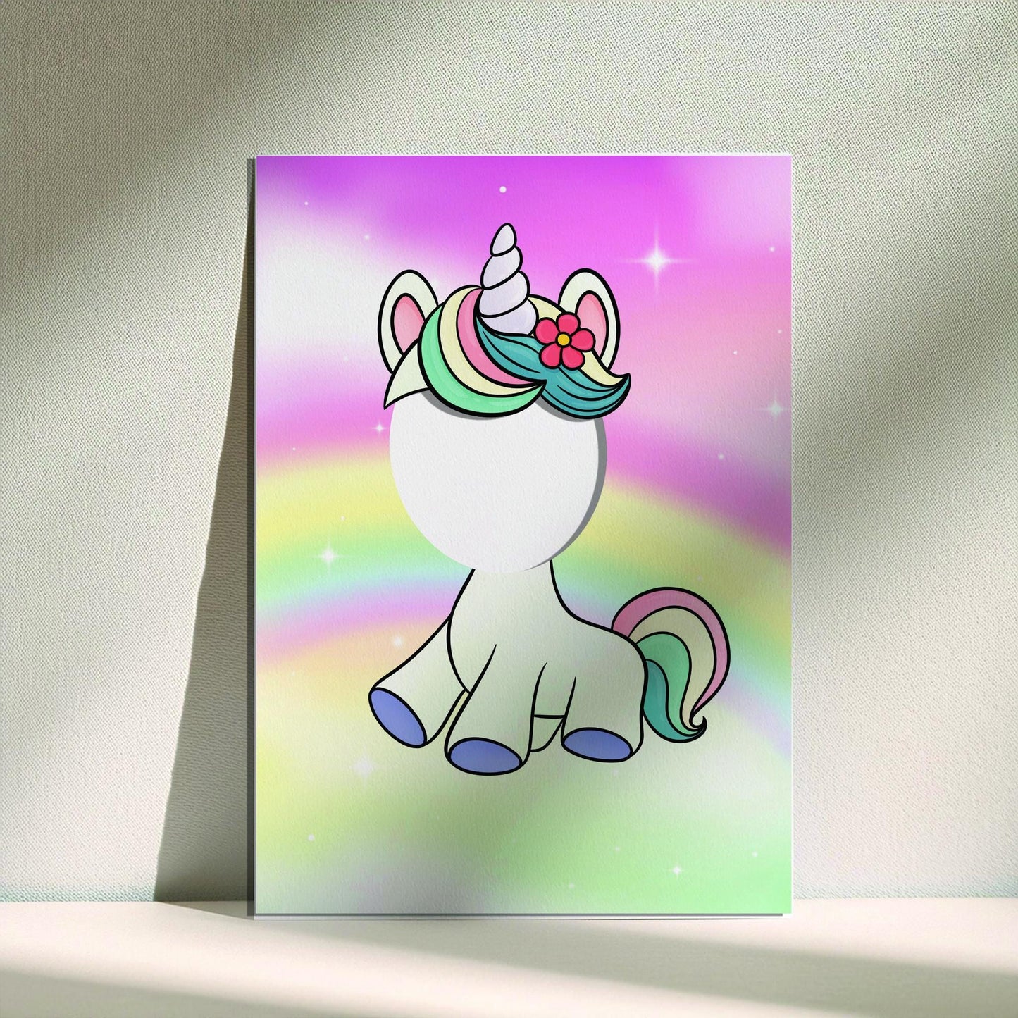 Unicorn Photo Booth Prop – Fairy Tale Face Cut-Out (5 mm Foam)