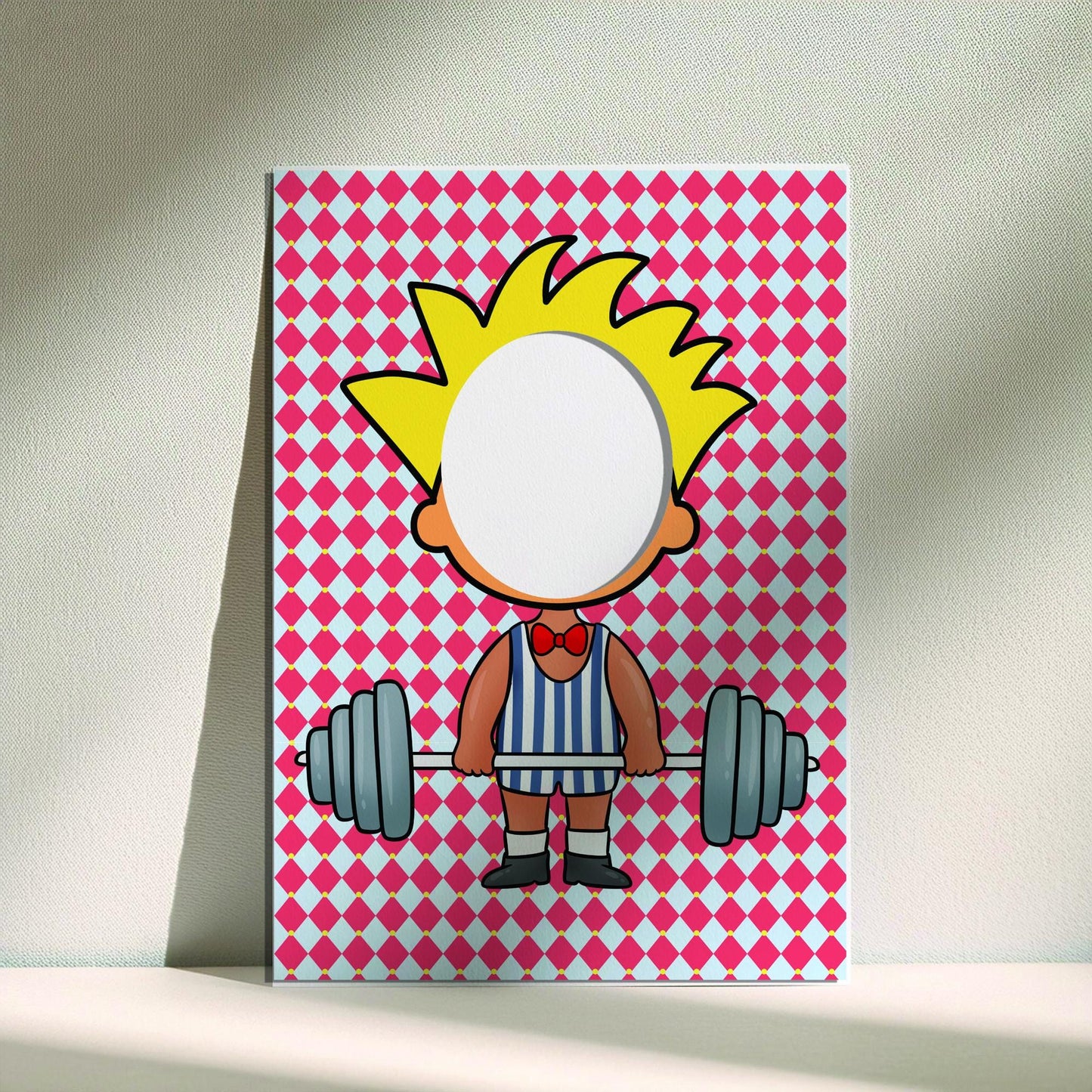 Strongman Photo Booth Prop – Circus Party Face Cut-Out (5 mm Foam)