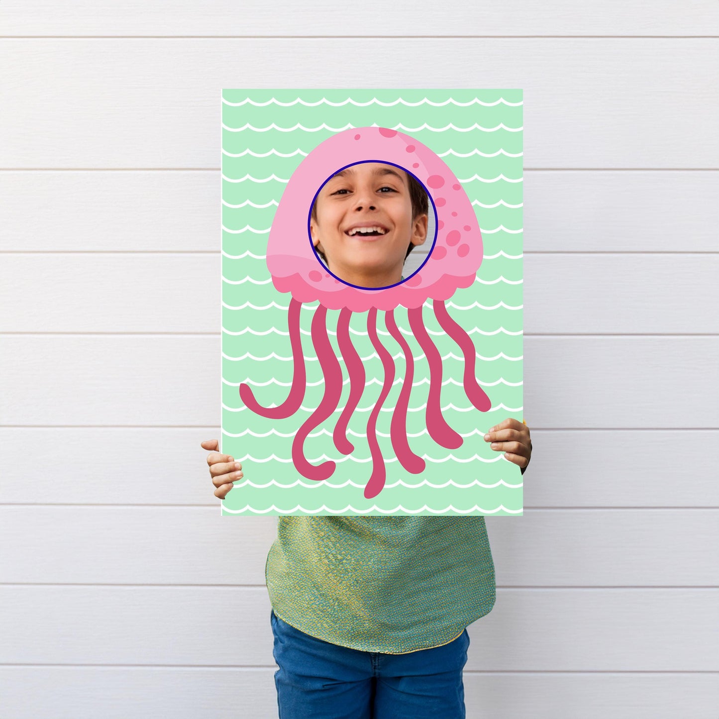Jellyfish Photo Booth Prop – Under-the-Sea Face Cut-Out (5 mm Foam)