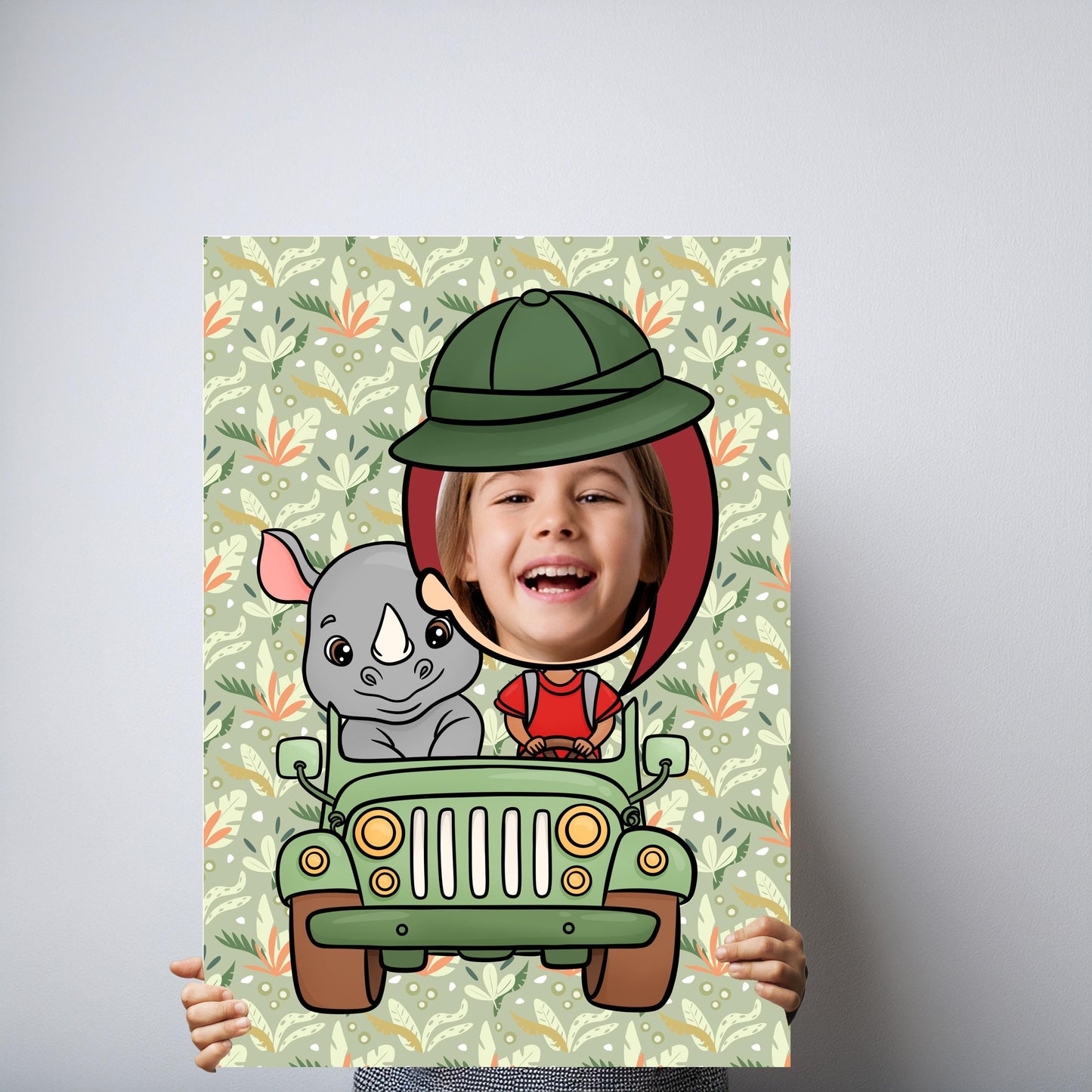 Rhino Safari Photo Booth Prop – Jungle Party Face Cut-Out (5 mm Foam)