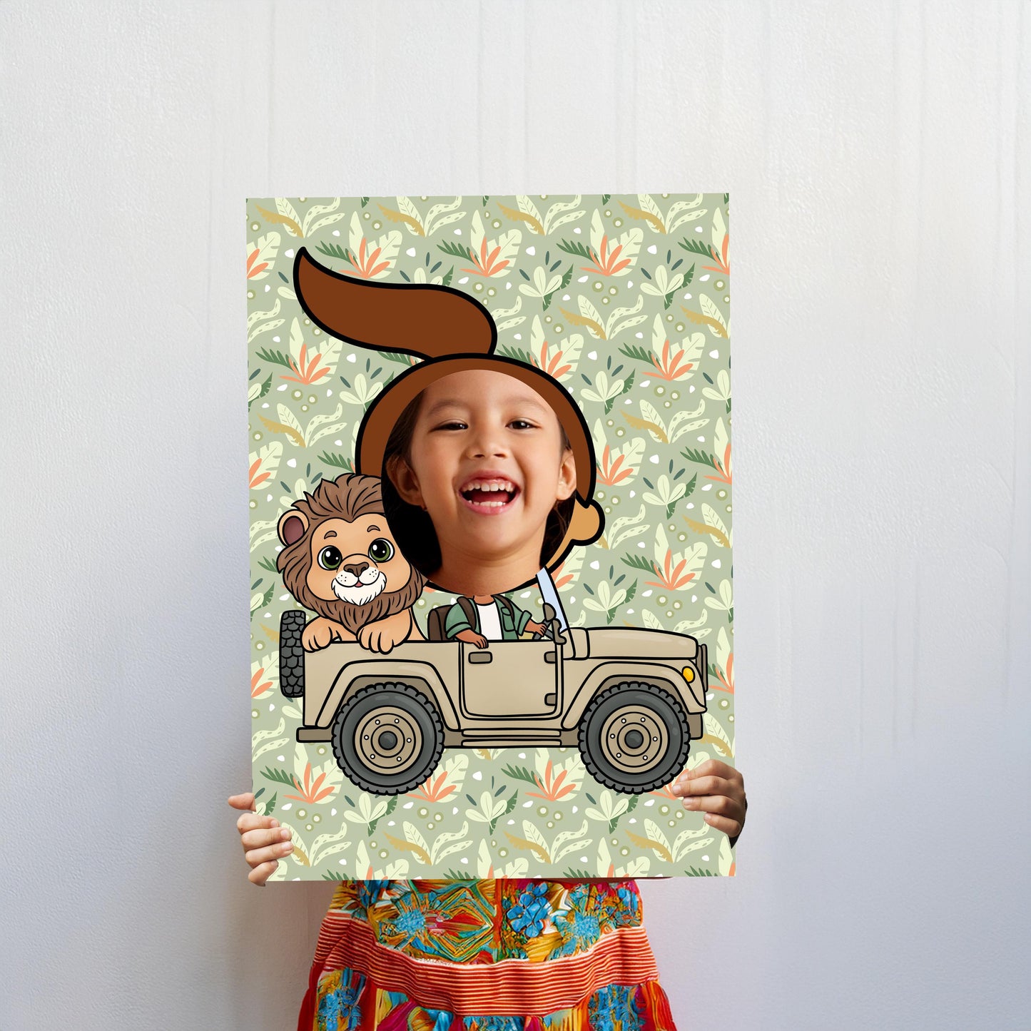 Lion Safari Driver Photo Booth Prop – Jungle Party Face Cut-Out (5 mm Foam)