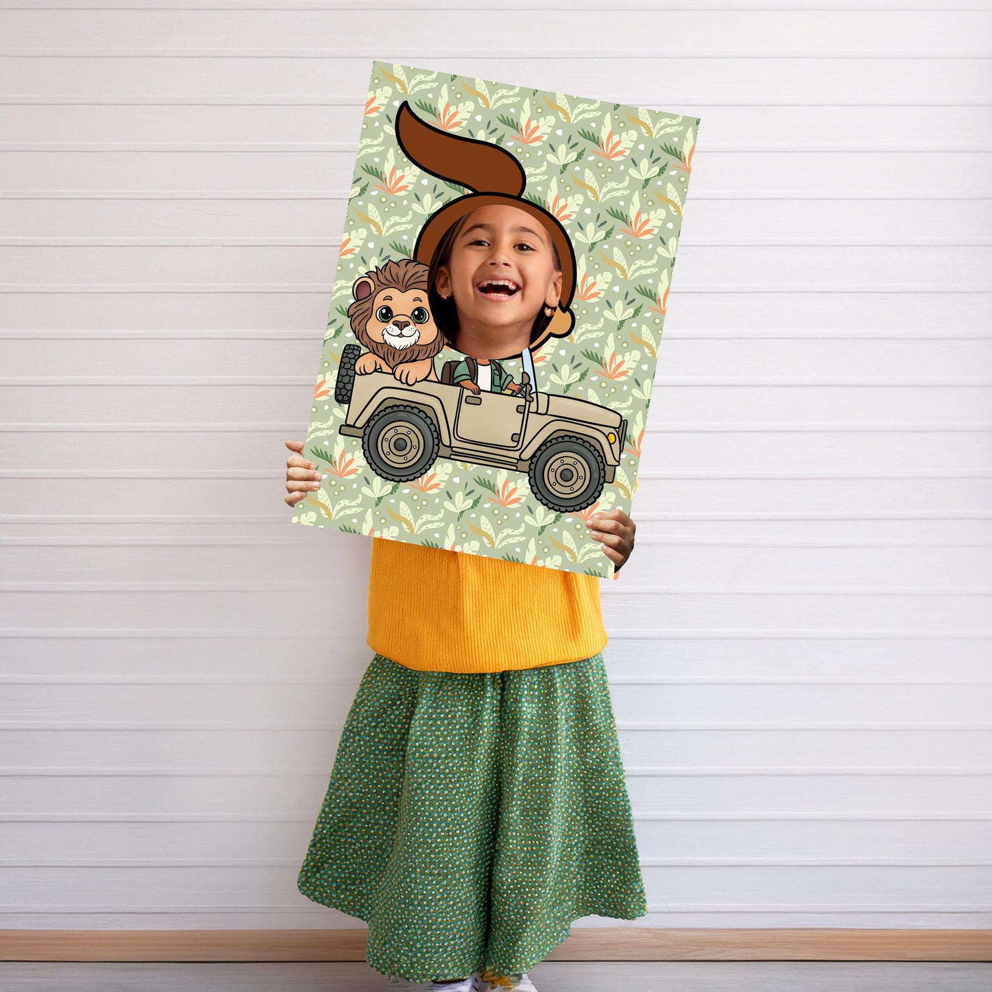 Lion Safari Driver Photo Booth Prop – Jungle Party Face Cut-Out (5 mm Foam)