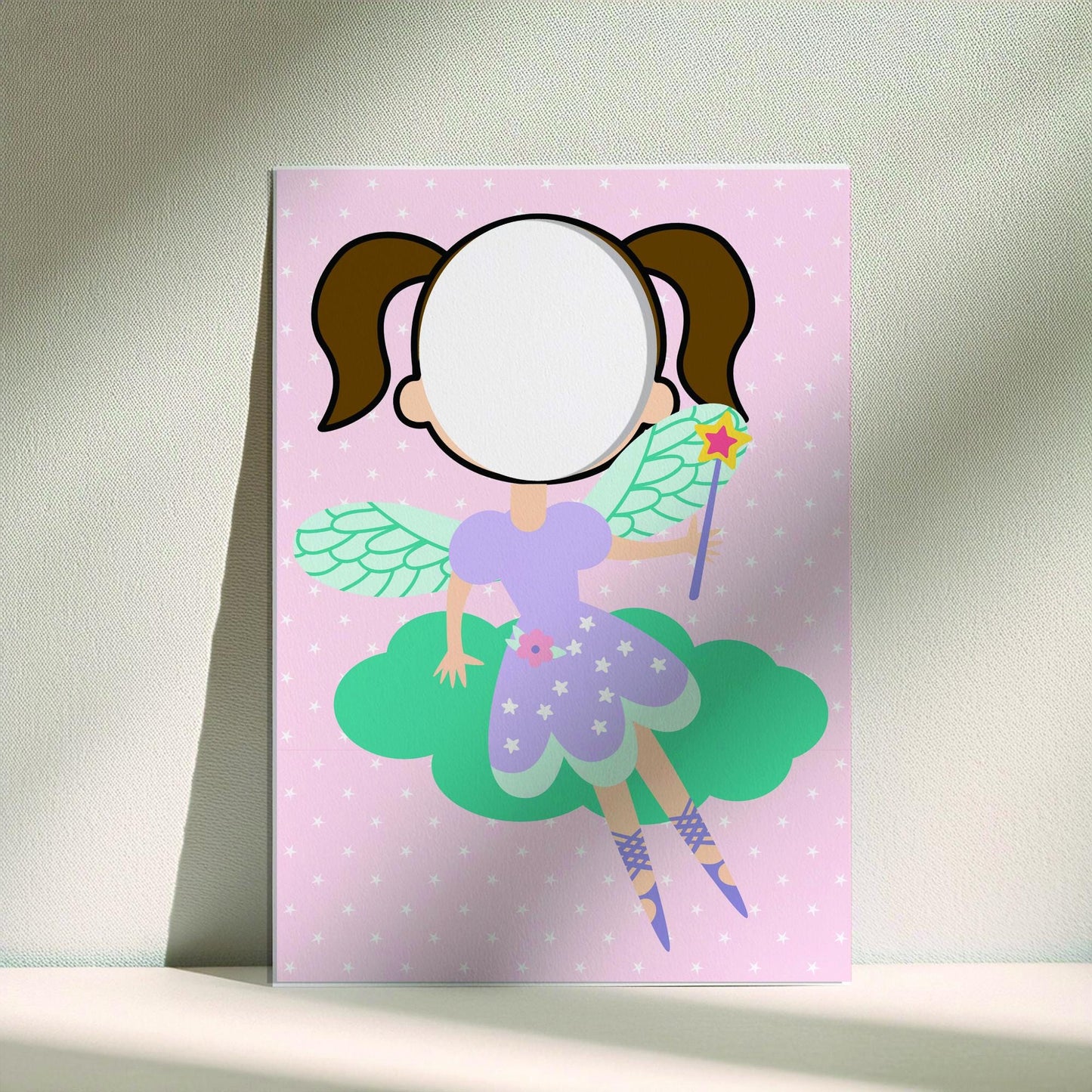 Fairy Girl Photo Booth Prop – Magical Birthday Face Cut-Out (5 mm Foam)