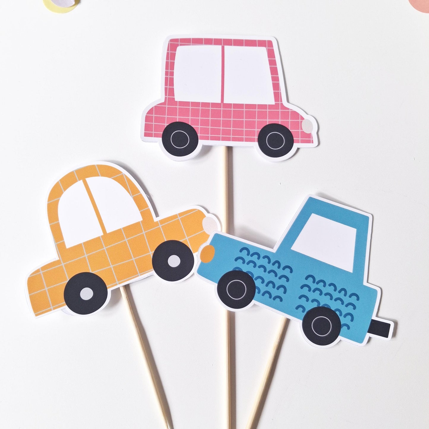 Personalised Car Birthday Cake Topper Set – Transportation Party Décor