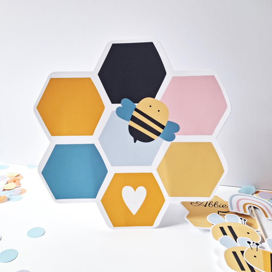 Personalised Bee Cake Topper Set – Bumblebee Birthday Party Decorations