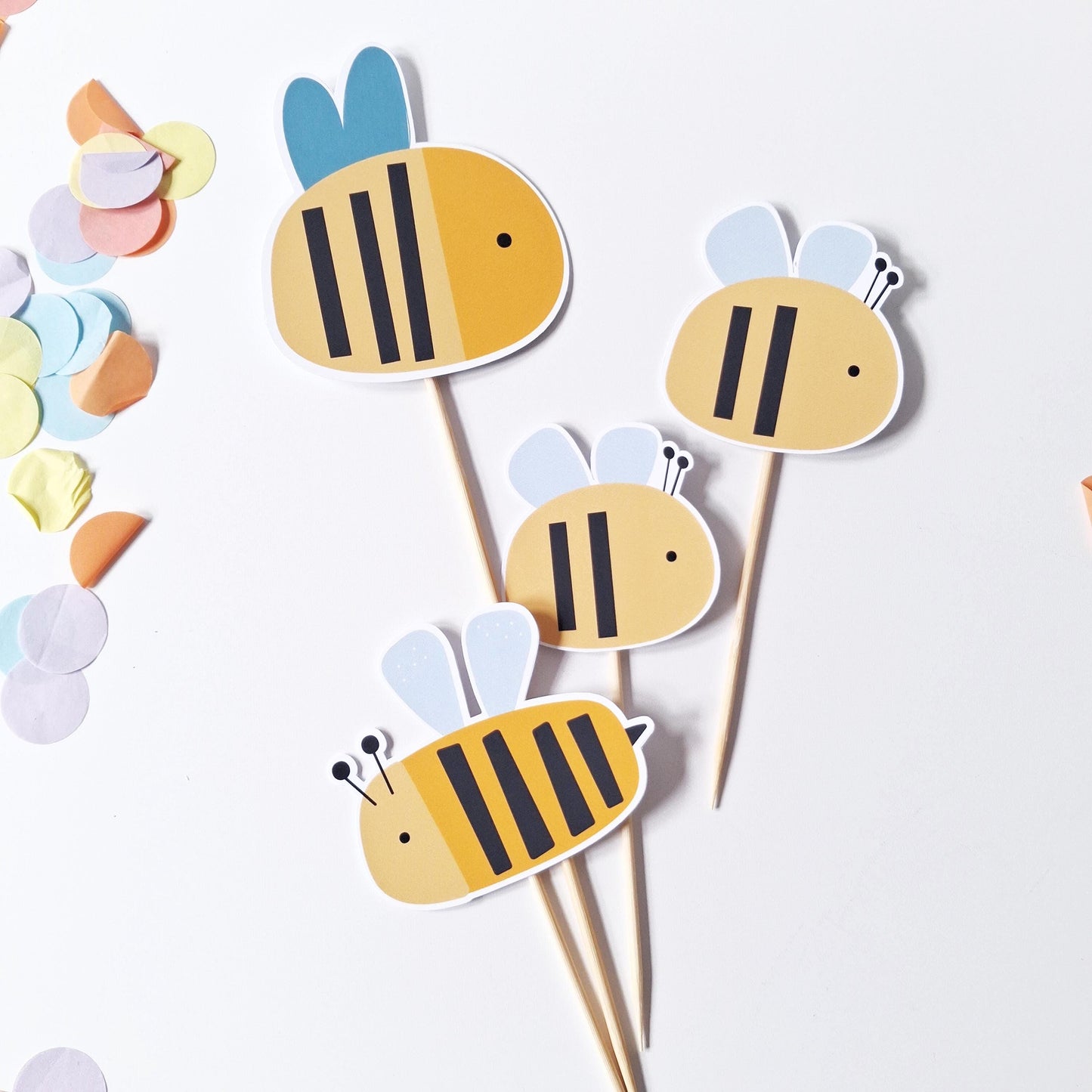 Personalised Bee Cake Topper Set – Bumblebee Birthday Party Decorations