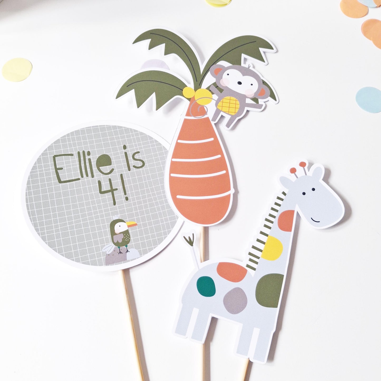 Personalised Jungle Safari Cake Topper Set – Wild One Birthday Décor