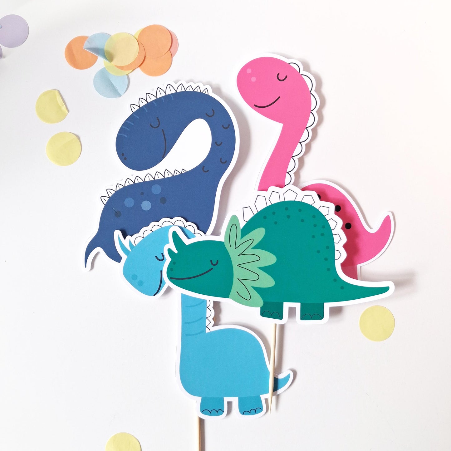 Personalised Dinosaur Cake Topper Set – Dino Birthday Party Decorations