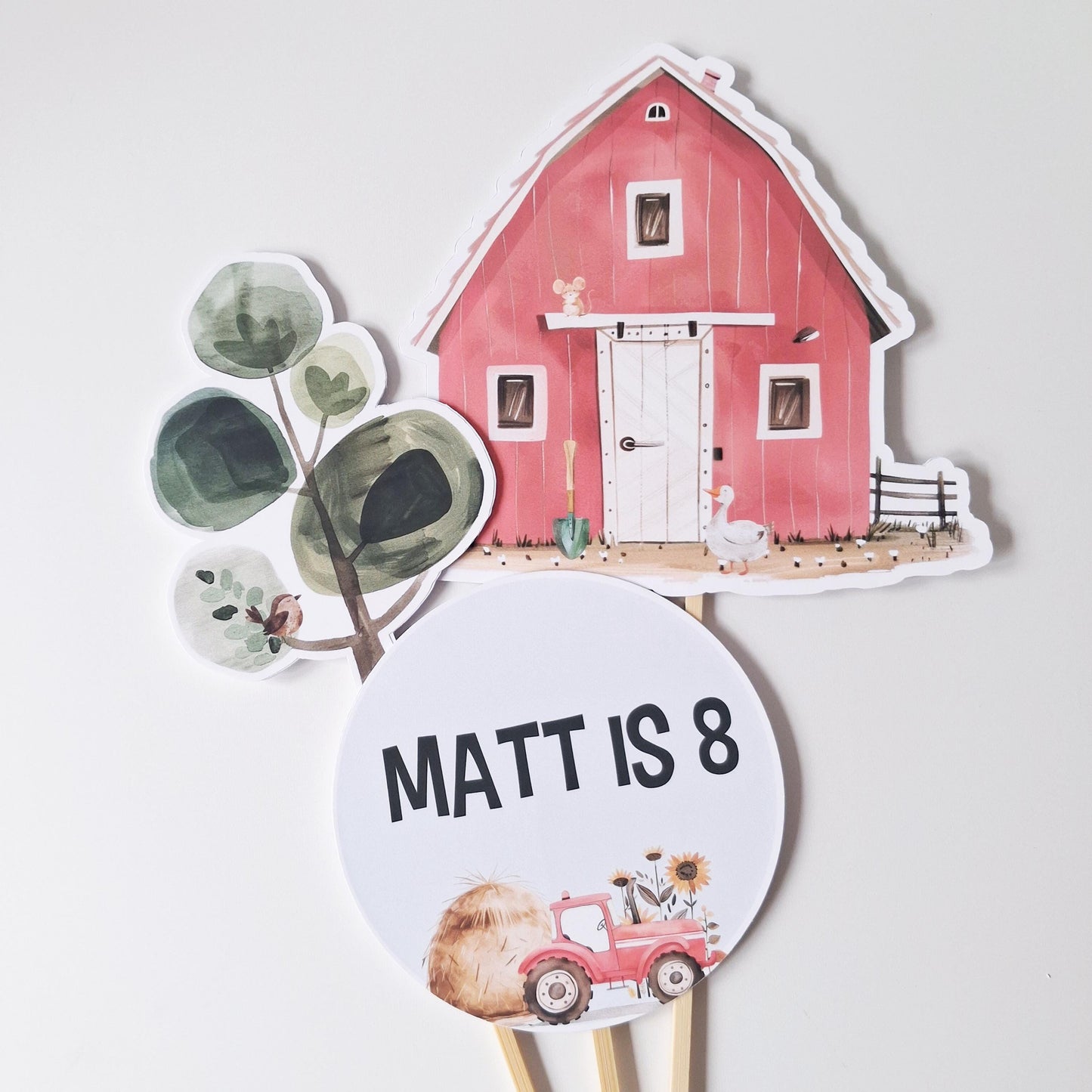 Farmyard Cake Topper Set – Personalised Barn Animal Party Décor