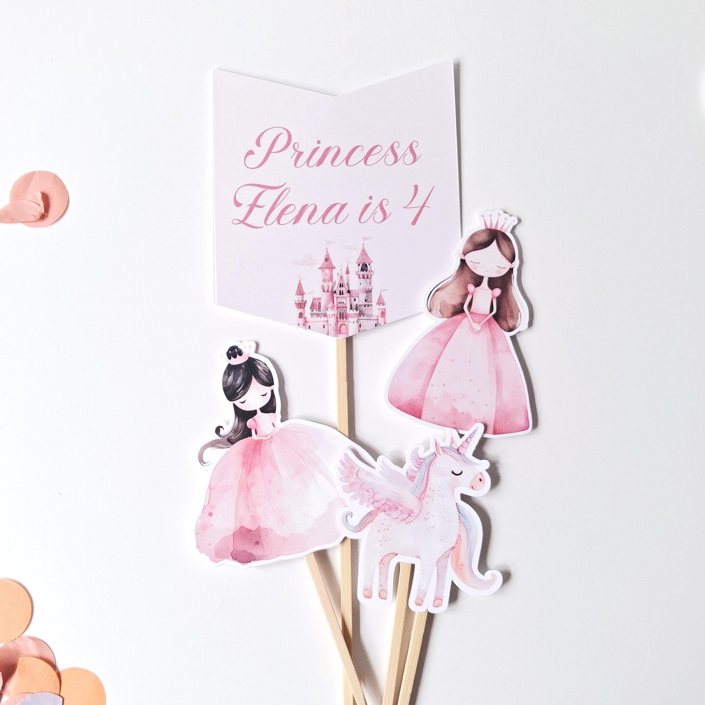 Princess Cake Topper Set – Carriage, Unicorn and Figurines