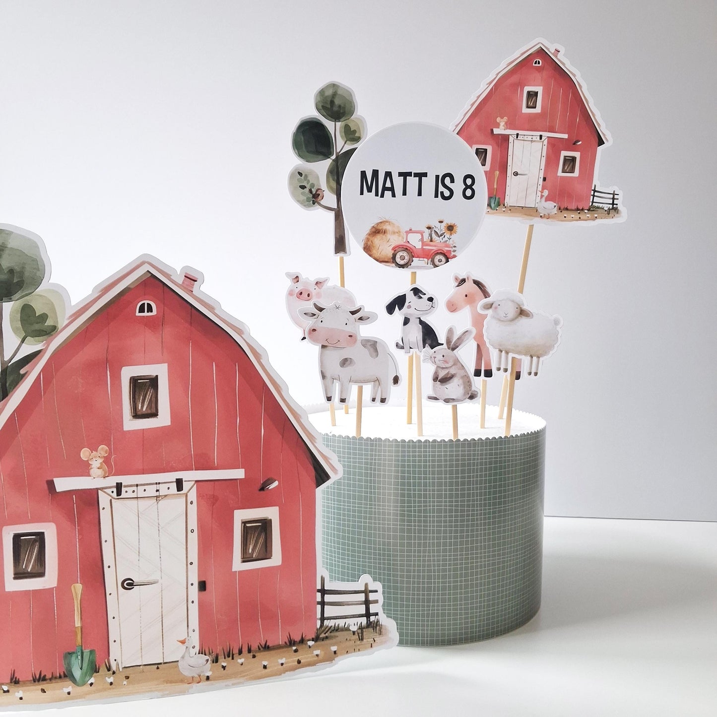 Farmyard Cake Topper Set – Personalised Barn Animal Party Décor