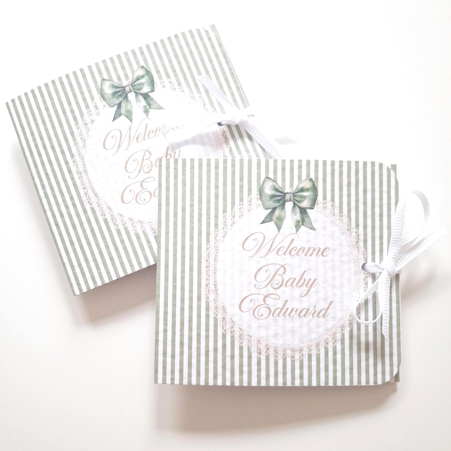 Personalised Sage Green Baby Shower Favours – Chocolate Thank-You Treats
