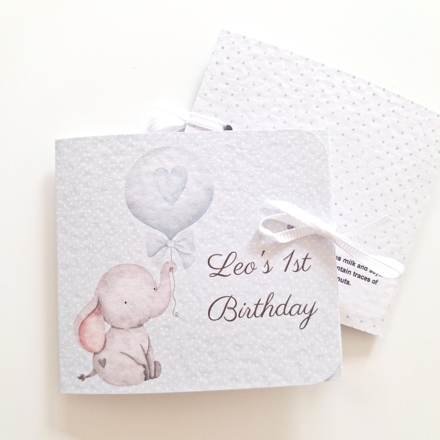 Personalised Baby Elephant 1st Birthday Favours for Boys – Chocolate Treats