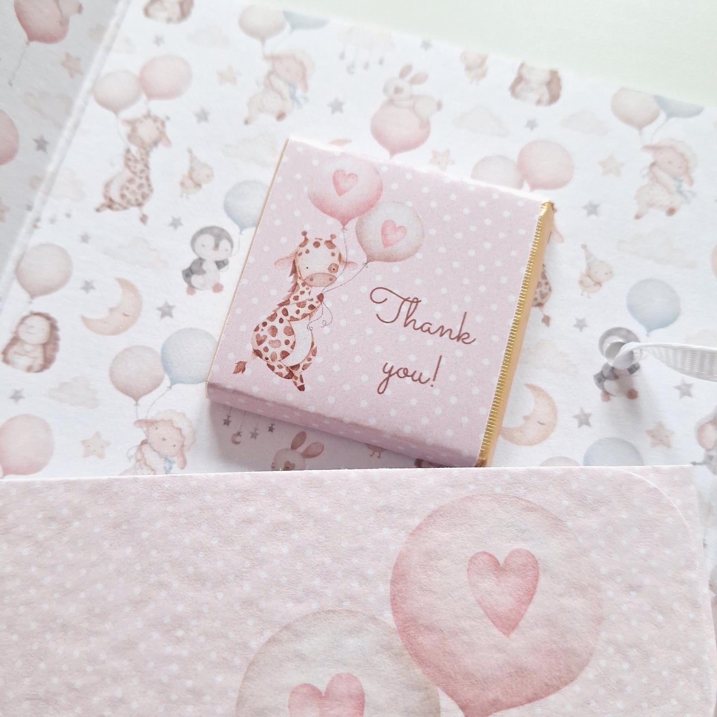 Personalised Baby Giraffe 1st Birthday Favours for Girls – Chocolate Treats