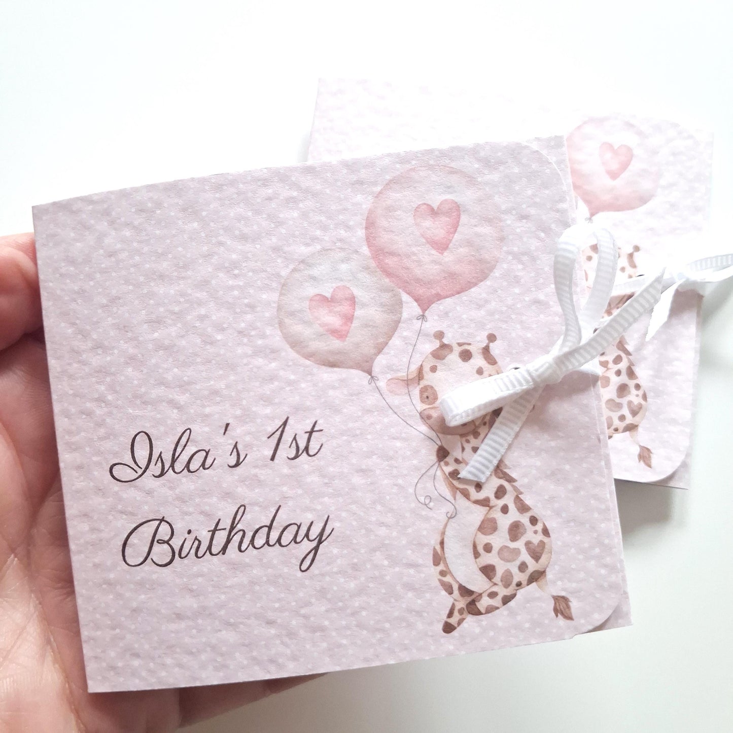Personalised Baby Giraffe 1st Birthday Favours for Girls – Chocolate Treats