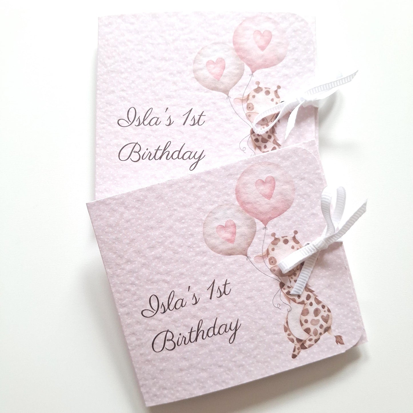 Personalised Baby Giraffe 1st Birthday Favours for Girls – Chocolate Treats