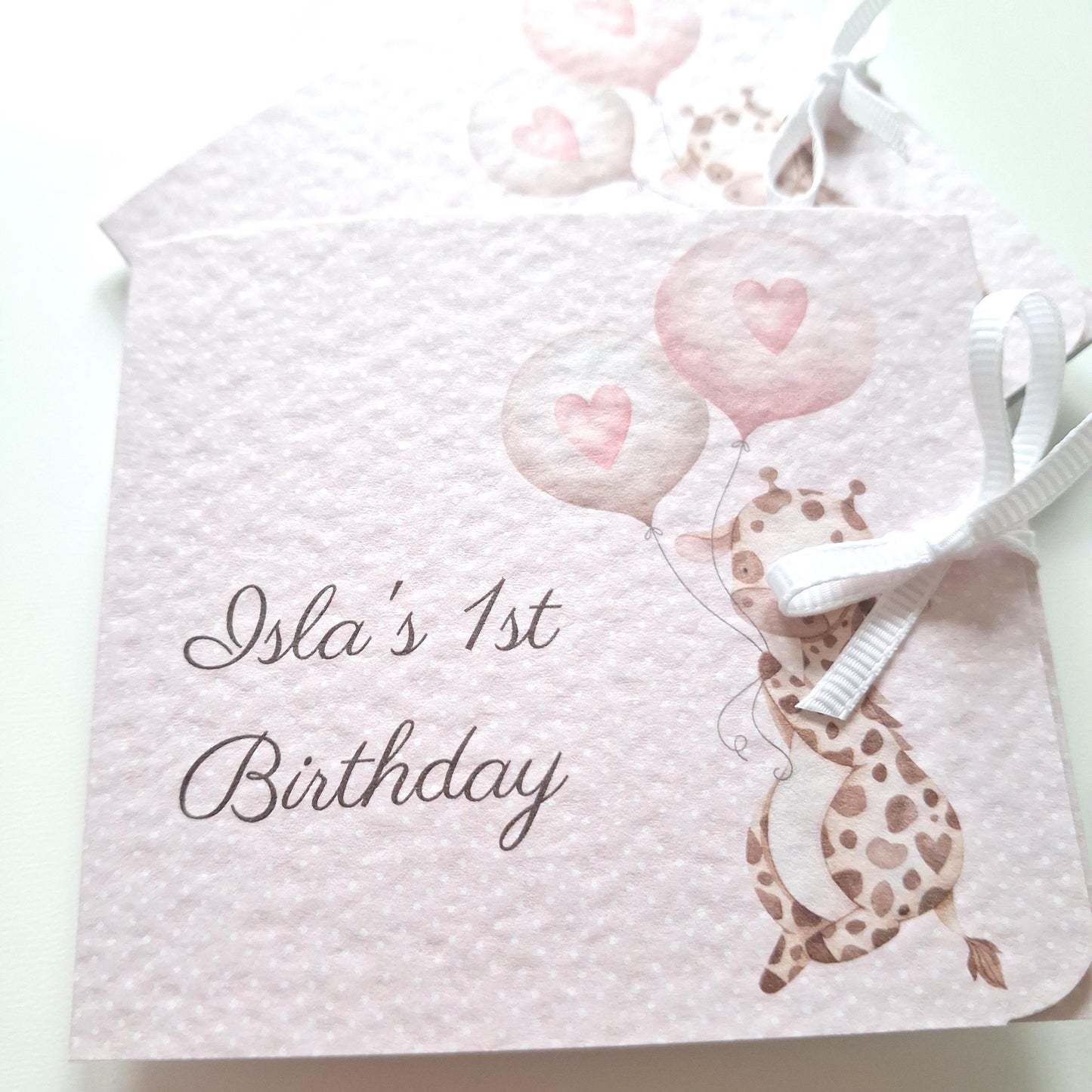 Personalised Baby Giraffe 1st Birthday Favours for Girls – Chocolate Treats